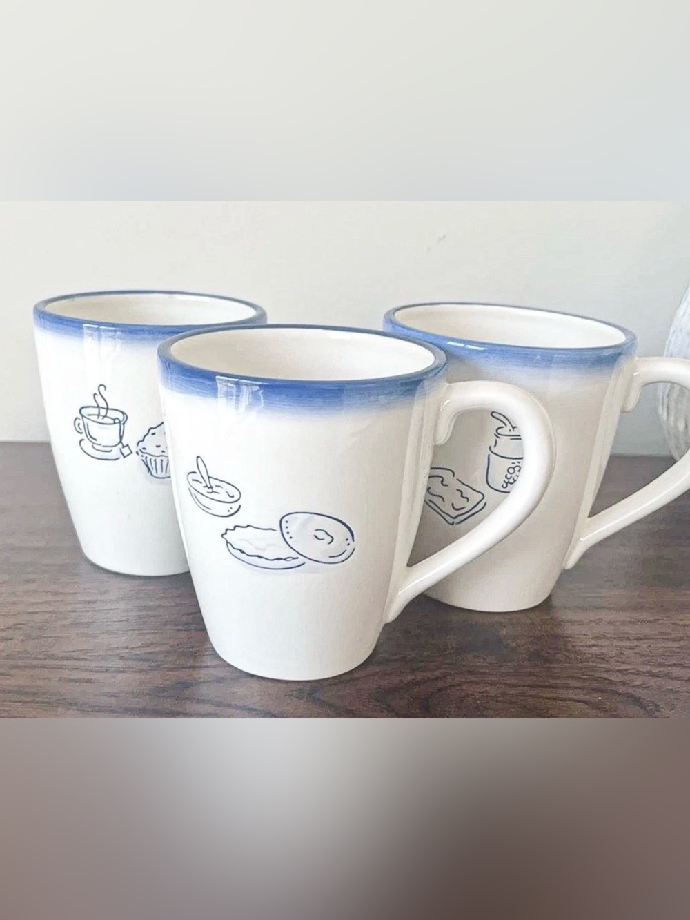 Vtg BURDINES Florida Marketplace Coffee Mugs Set Of 3 Breakfast Coastal Ceramic